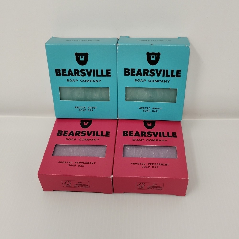 Bearsville Soap Company Handmade Natural 2 Arctic Frost & 2 Frosted Peppermint